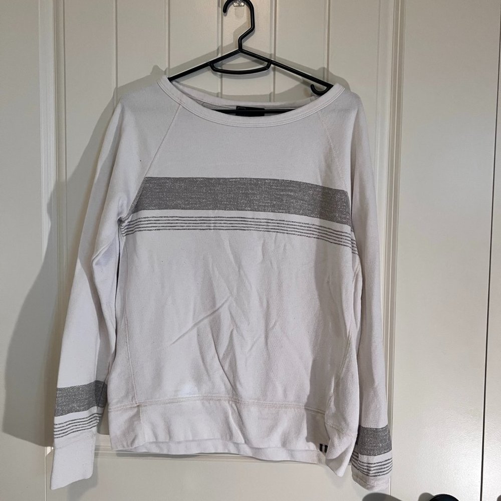 Gap White and Gray Long Sleeve Sweatshirt